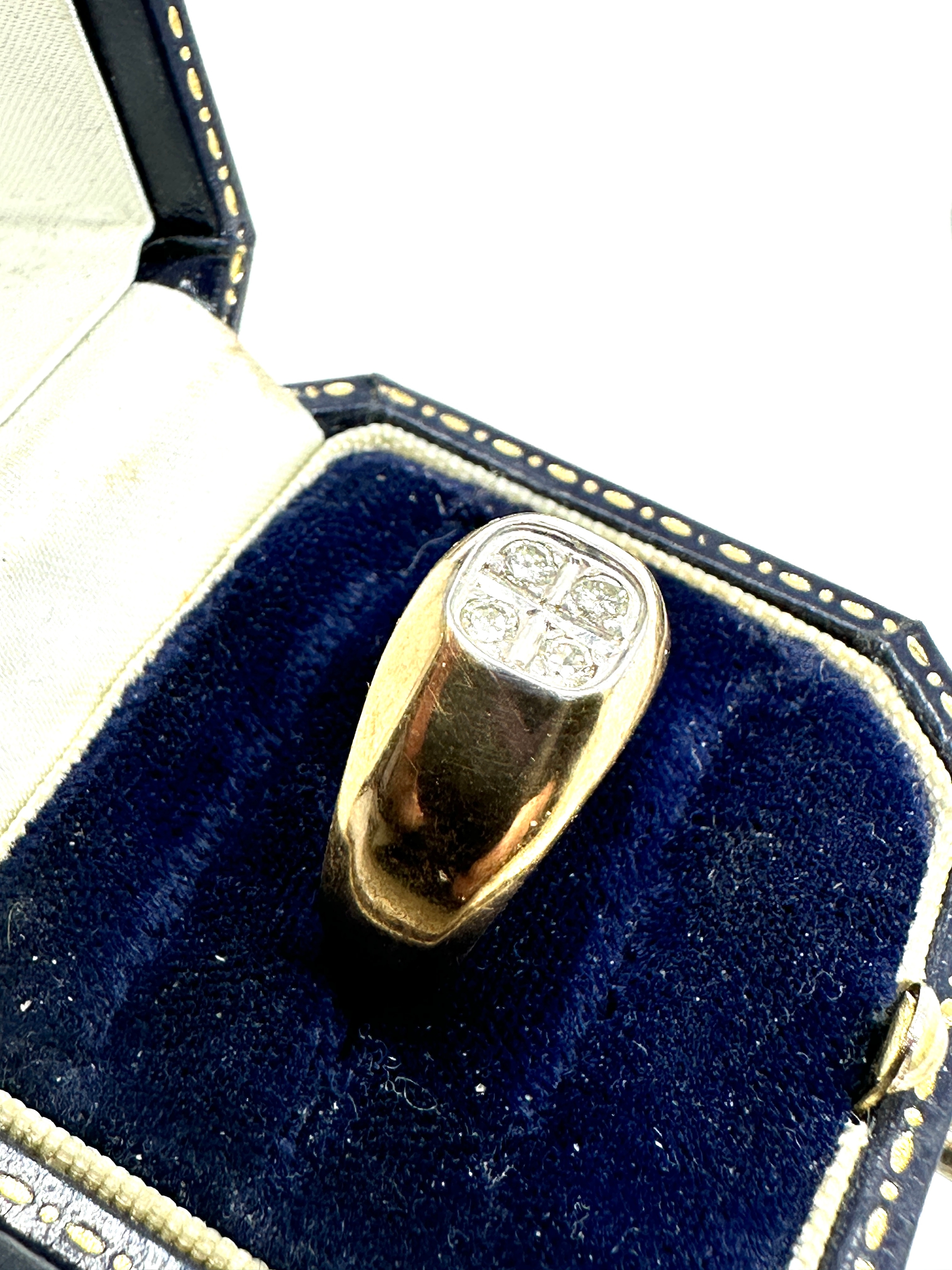 9ct gold diamond signet ring weight 6.1g - Image 2 of 4