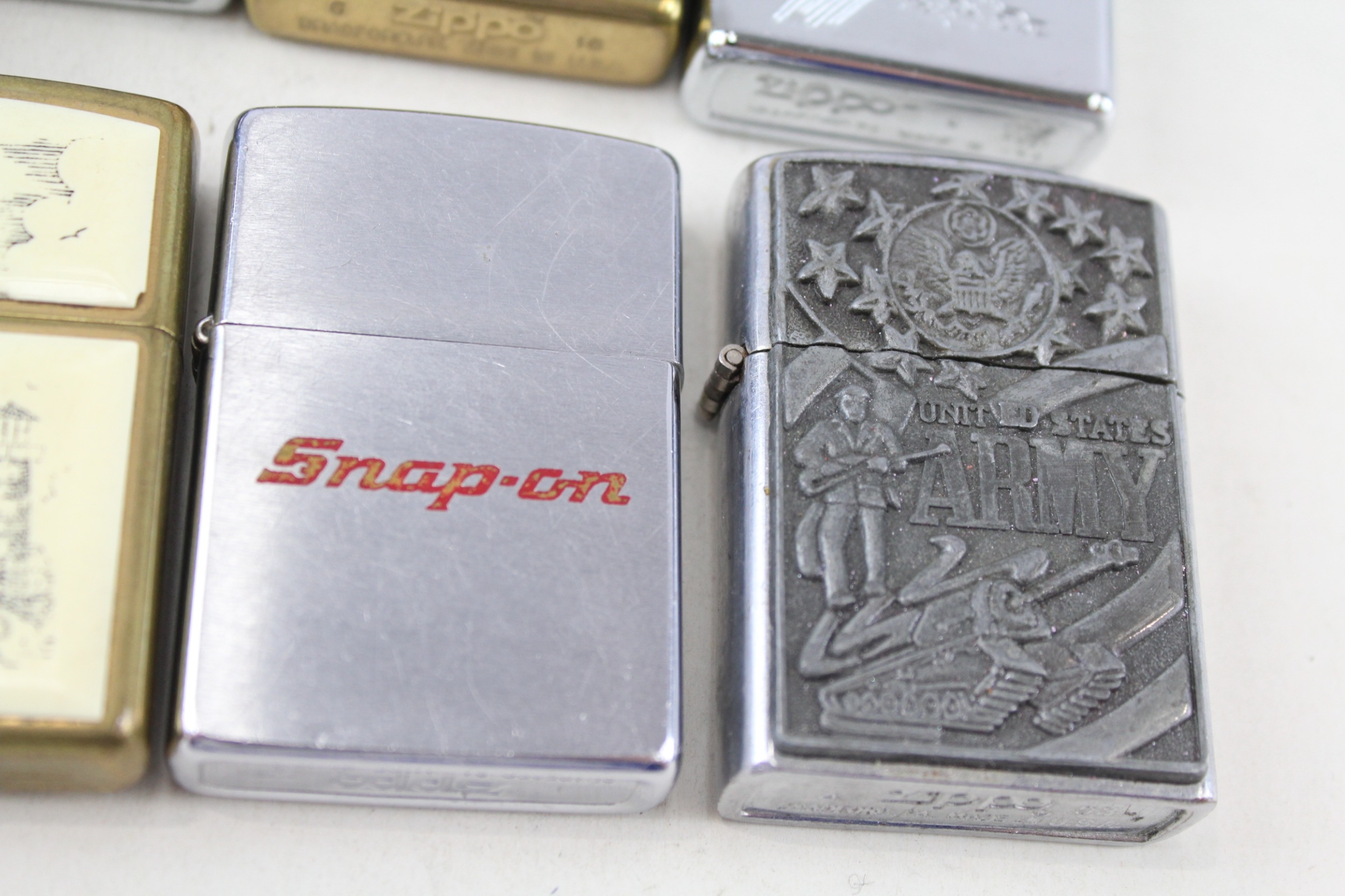 8 x Zippo Lighters Inc Vintage US Army Scrimshaw Indianapolis Speedway Etc - Image 6 of 6