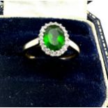 9ct gold diopside & diamond ring weight 2.2g