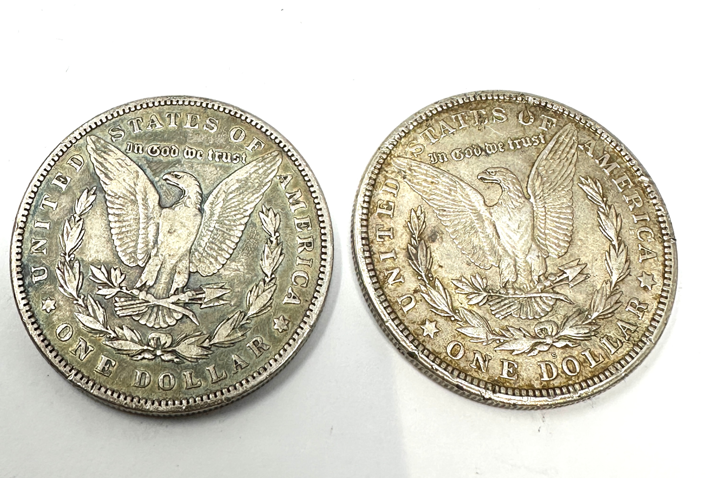 2 x silver morgan dollars 1921 & 1891 - Image 2 of 4