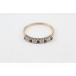 9ct gold vintage sapphire & diamond half eternity ring (1.4g)