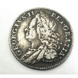 1757 George II Early Milled Silver Sixpence