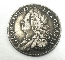1757 George II Early Milled Silver Sixpence