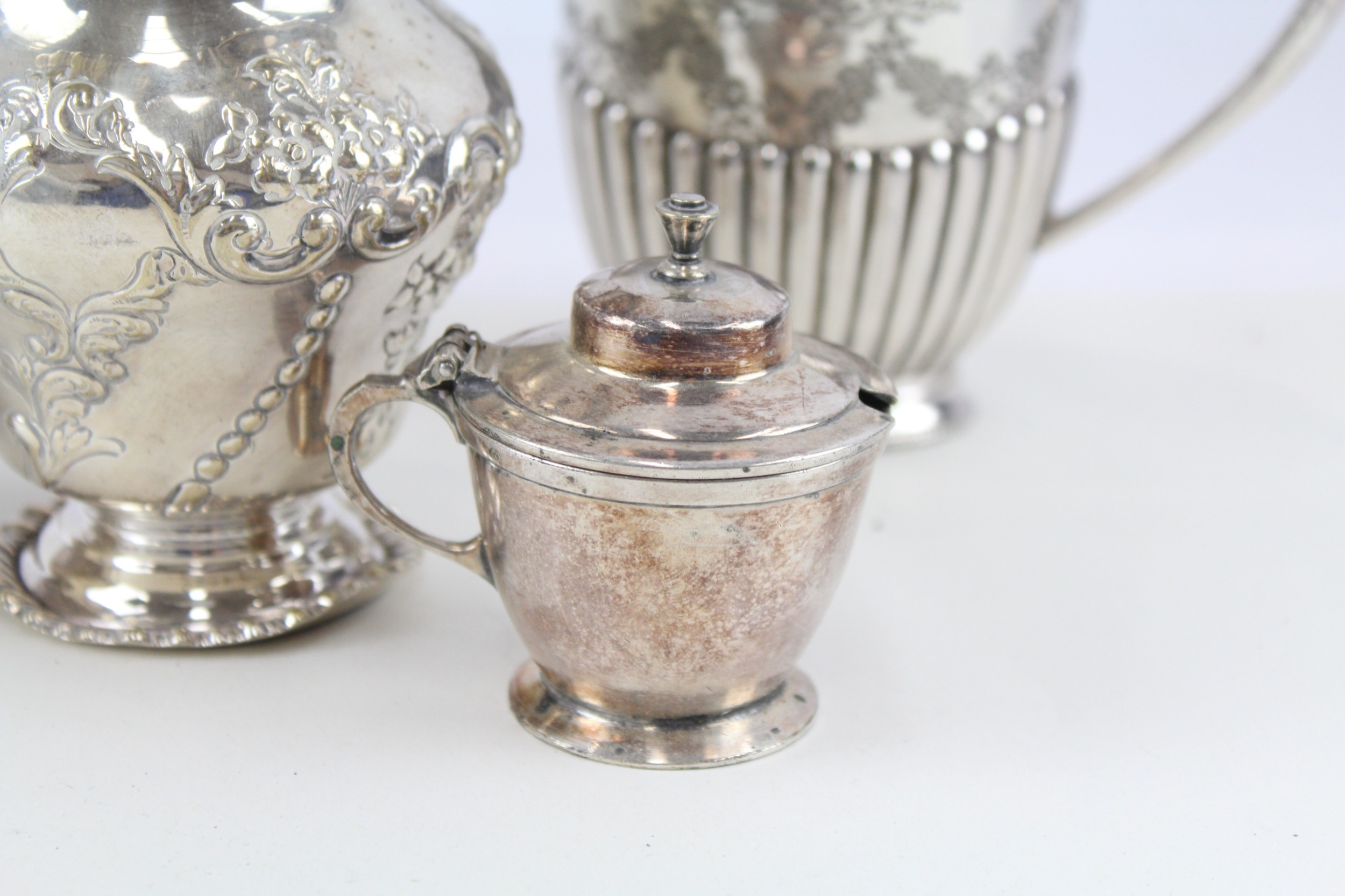 Silver Plate Ware Antique Vintage Victorian Creamer Teapot George III x 5 2164g - Image 5 of 6