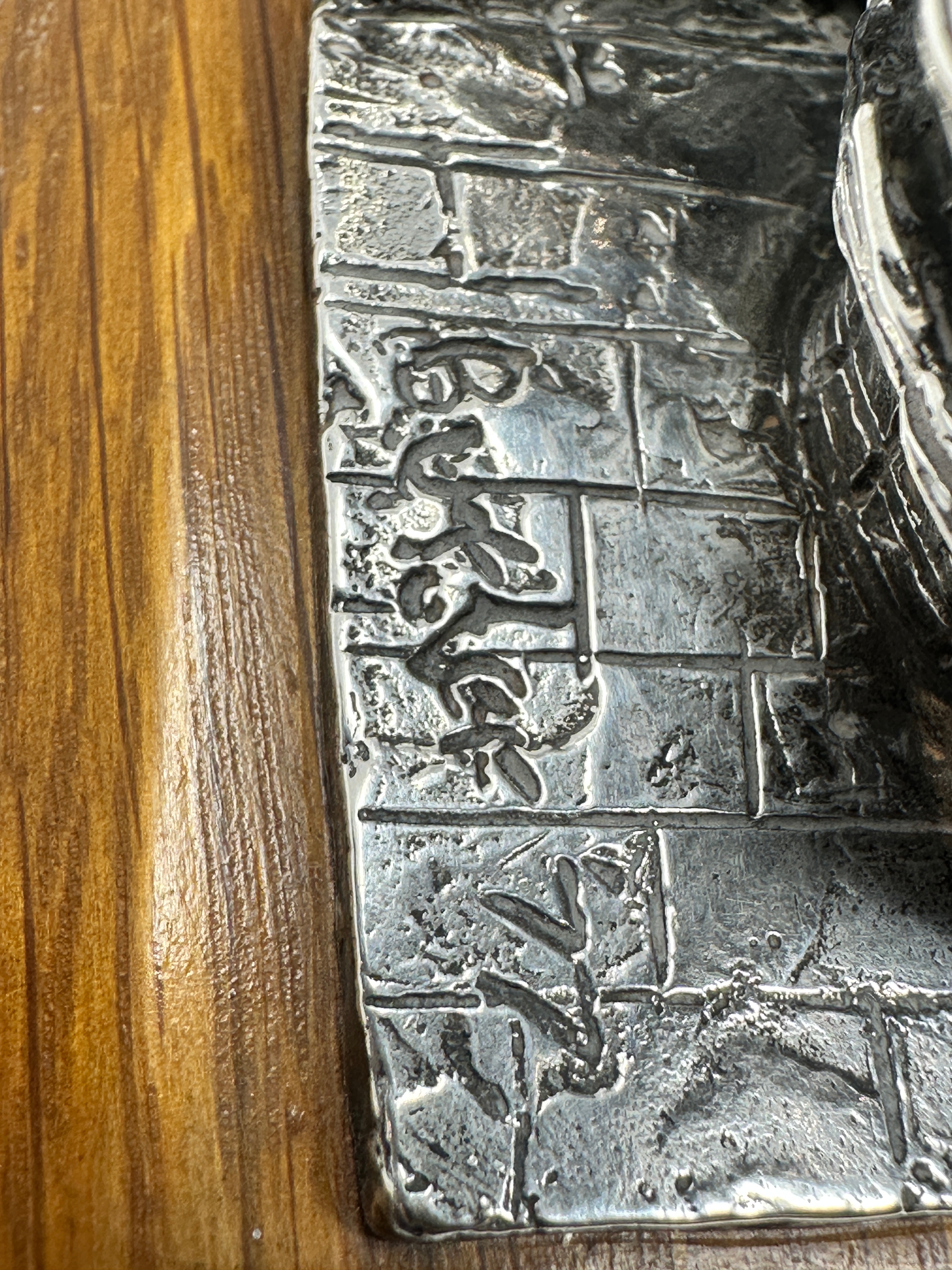Heavy silver figure of a barrel maker on wooden base signed birmingham silver hallmarks figure - Image 6 of 7