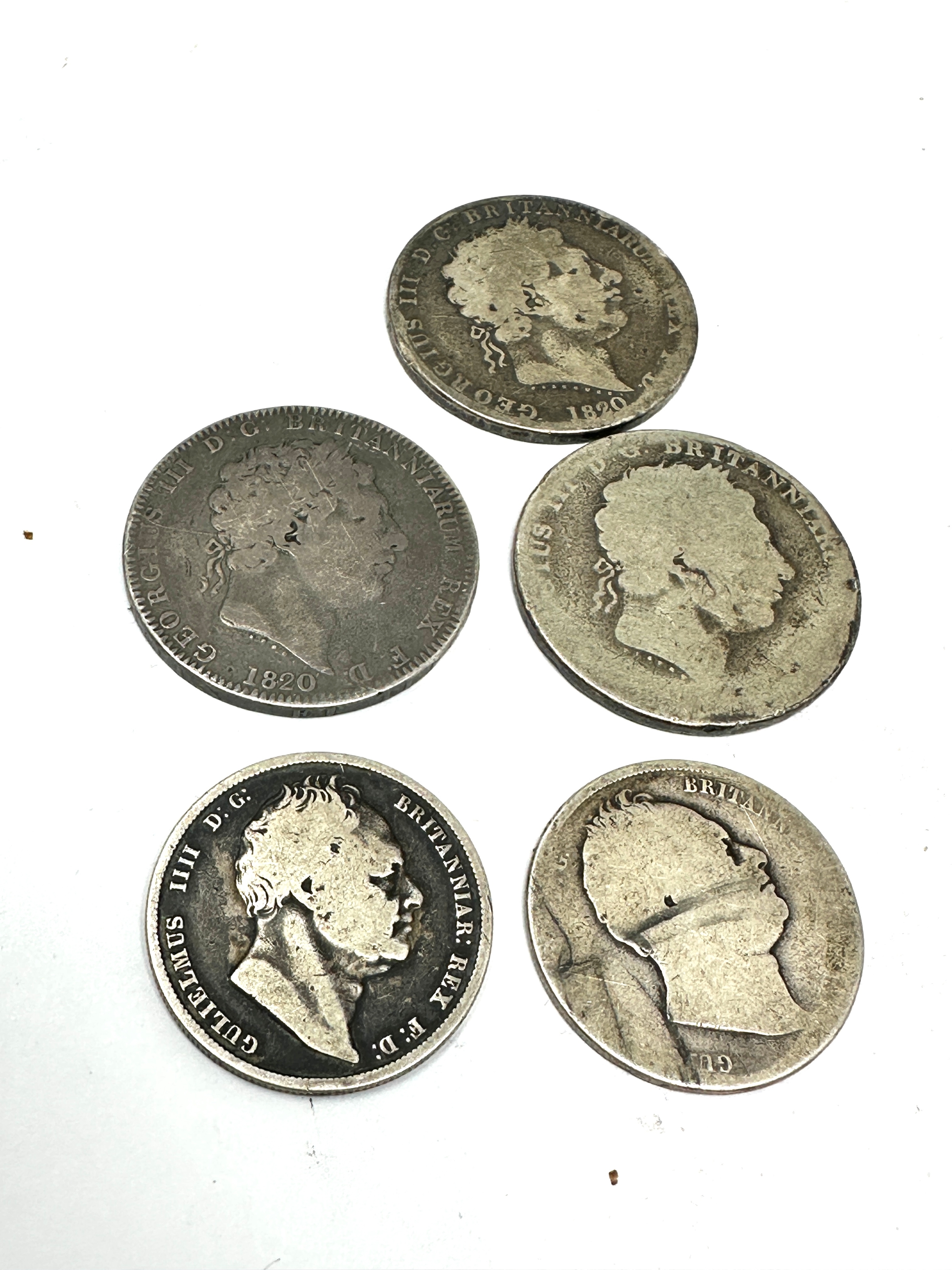 Georgian silver coins inc 3 crowns & 2 half crowns