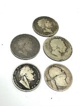 Georgian silver coins inc 3 crowns & 2 half crowns