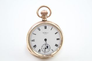 Mens Waltham Open Face POCKET WATCH Rolled Gold Hand Wind Working