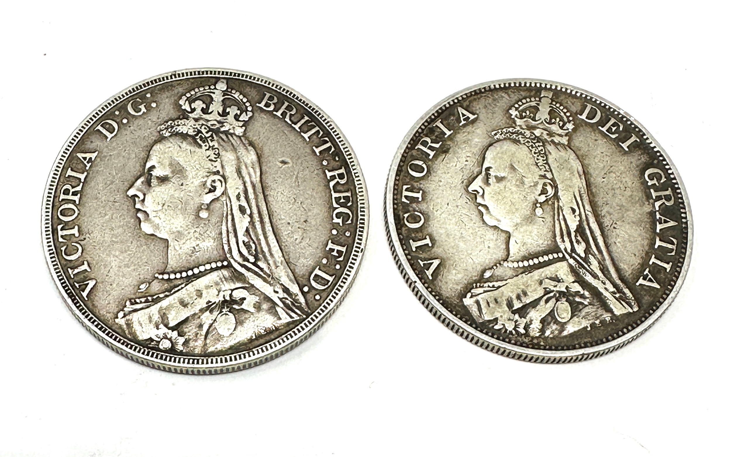 Victorian silver 1889 crown & double florin