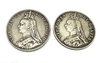 Victorian silver 1889 crown & double florin