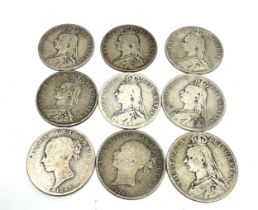 9 victorian silver half crowns