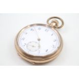 Mens Vintage Open Face POCKET WATCH Rolled Gold Hand Wind Working