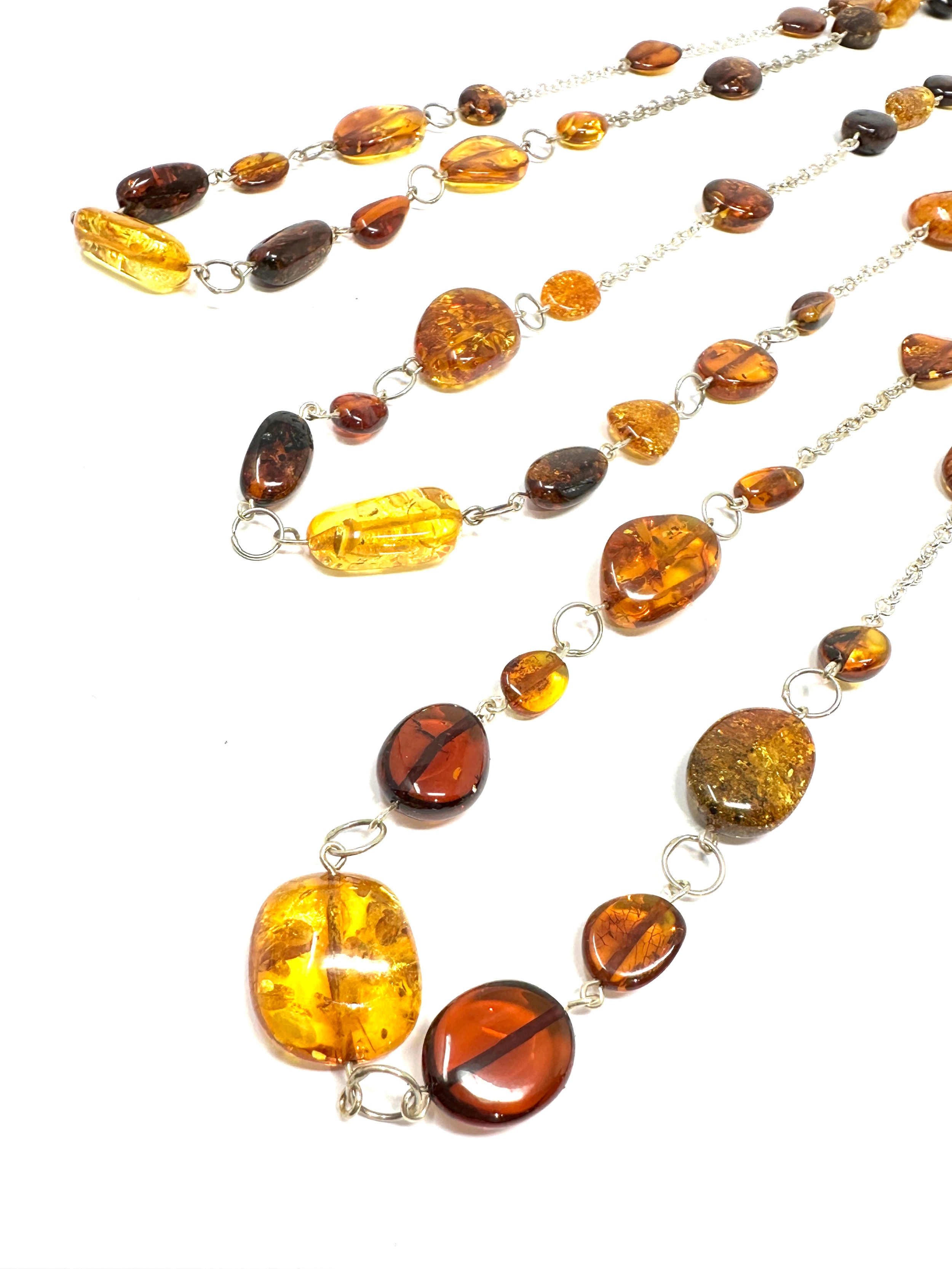 3 silver amber necklaces weight 45g - Image 2 of 3