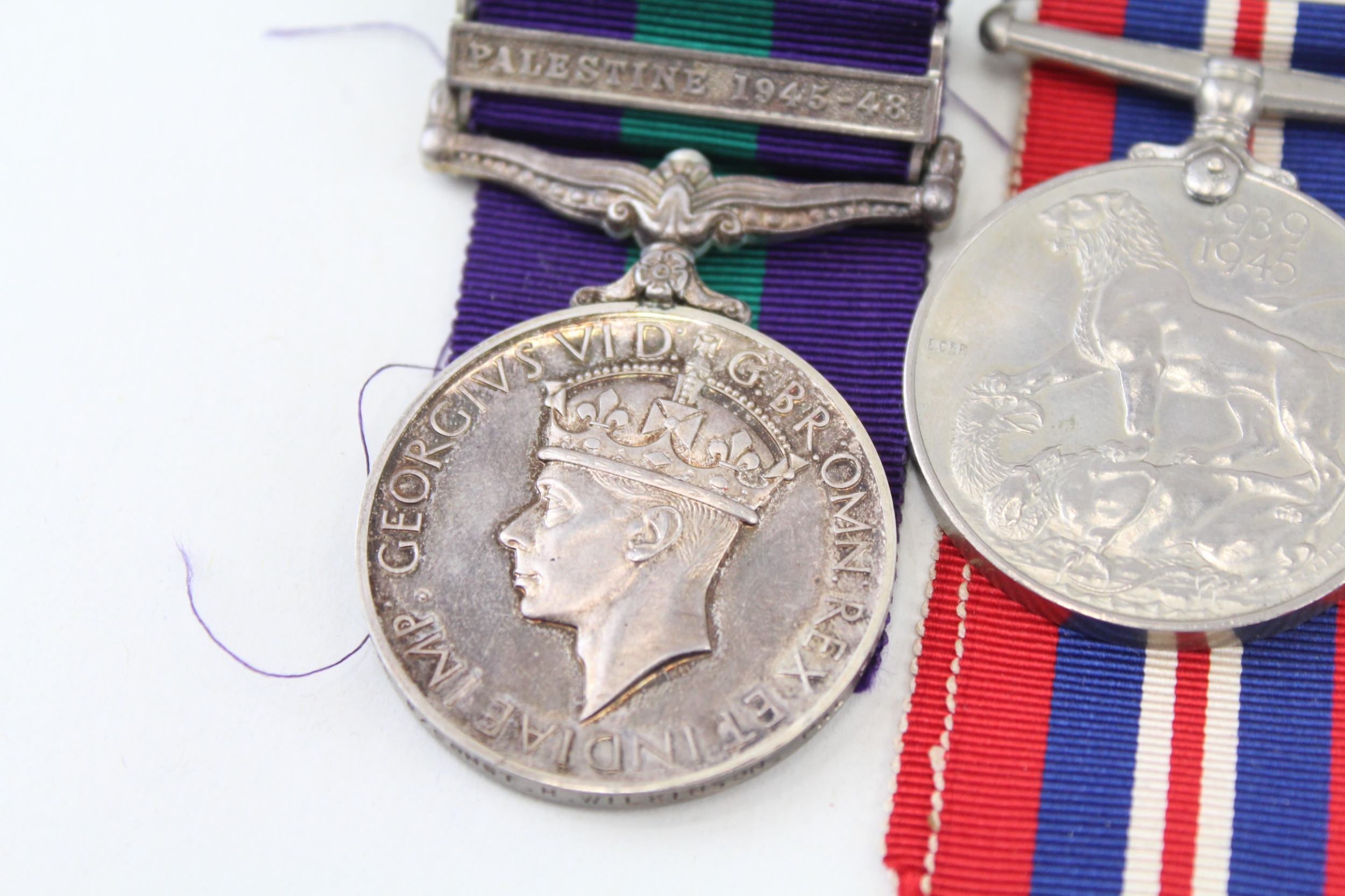 Boxed WW2 Army Palestine Police Medal Group G.S.M Named 1385 B/Const H Wilkinson - Image 3 of 6