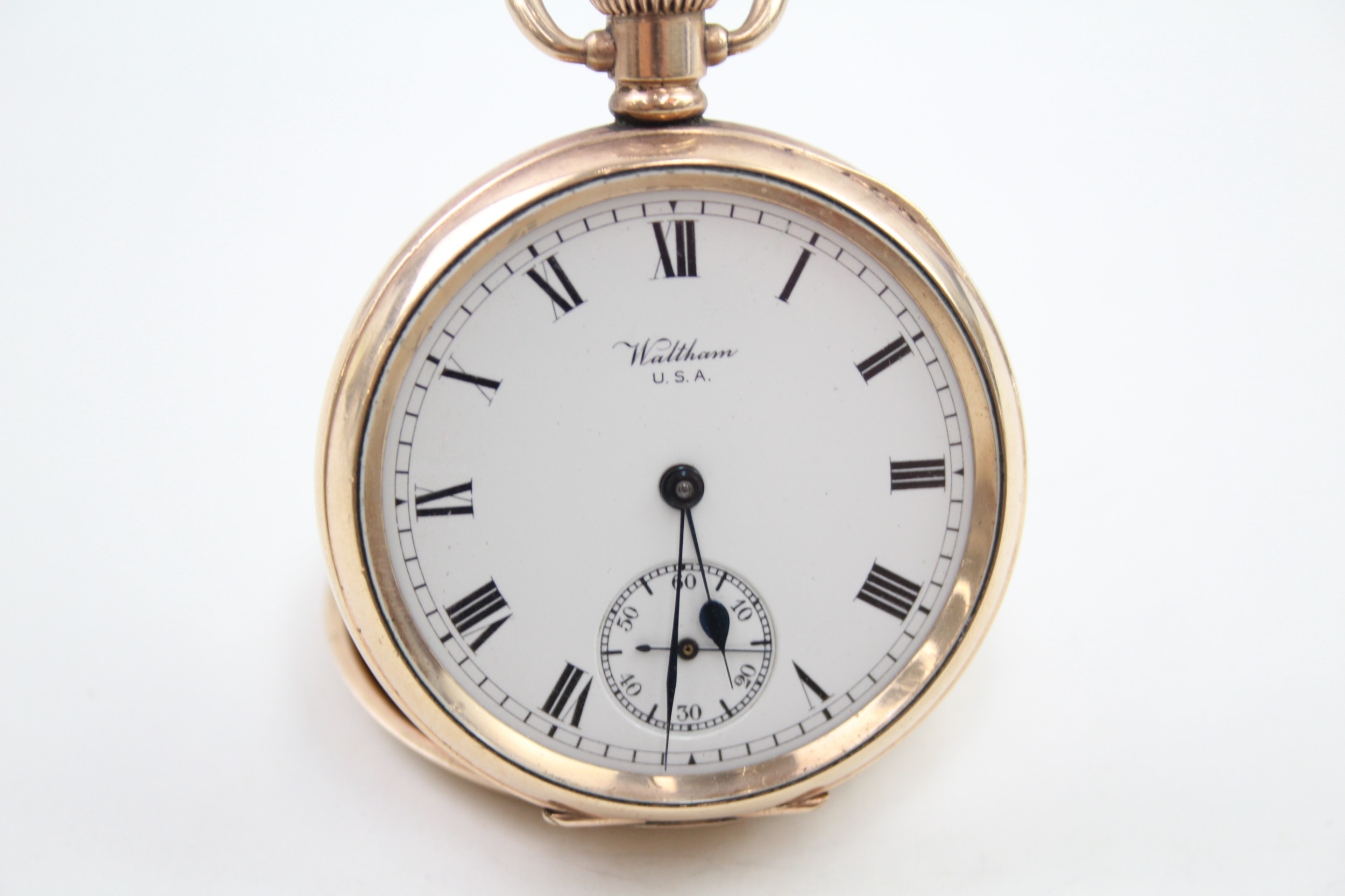 Mens Waltham Open Face POCKET WATCH Rolled Gold Hand Wind Working - Image 2 of 7