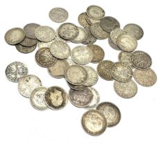 selection of pre 1920 silver three pence coins