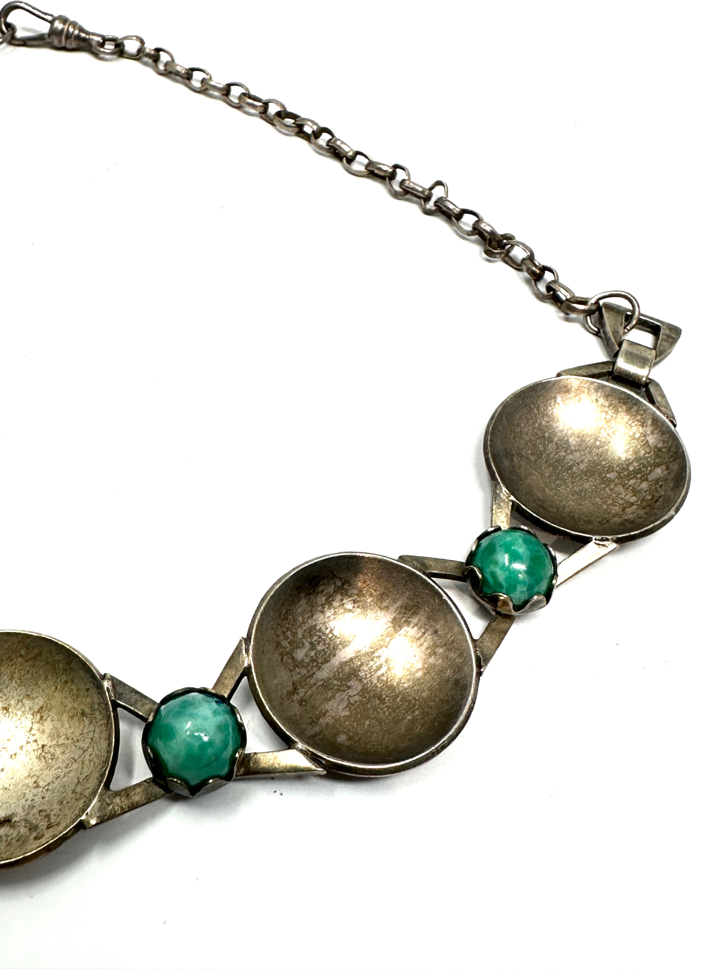 Continental vintage stone set choker necklace hallmarked 800 ag 50 measures approx 40cm when - Image 2 of 6