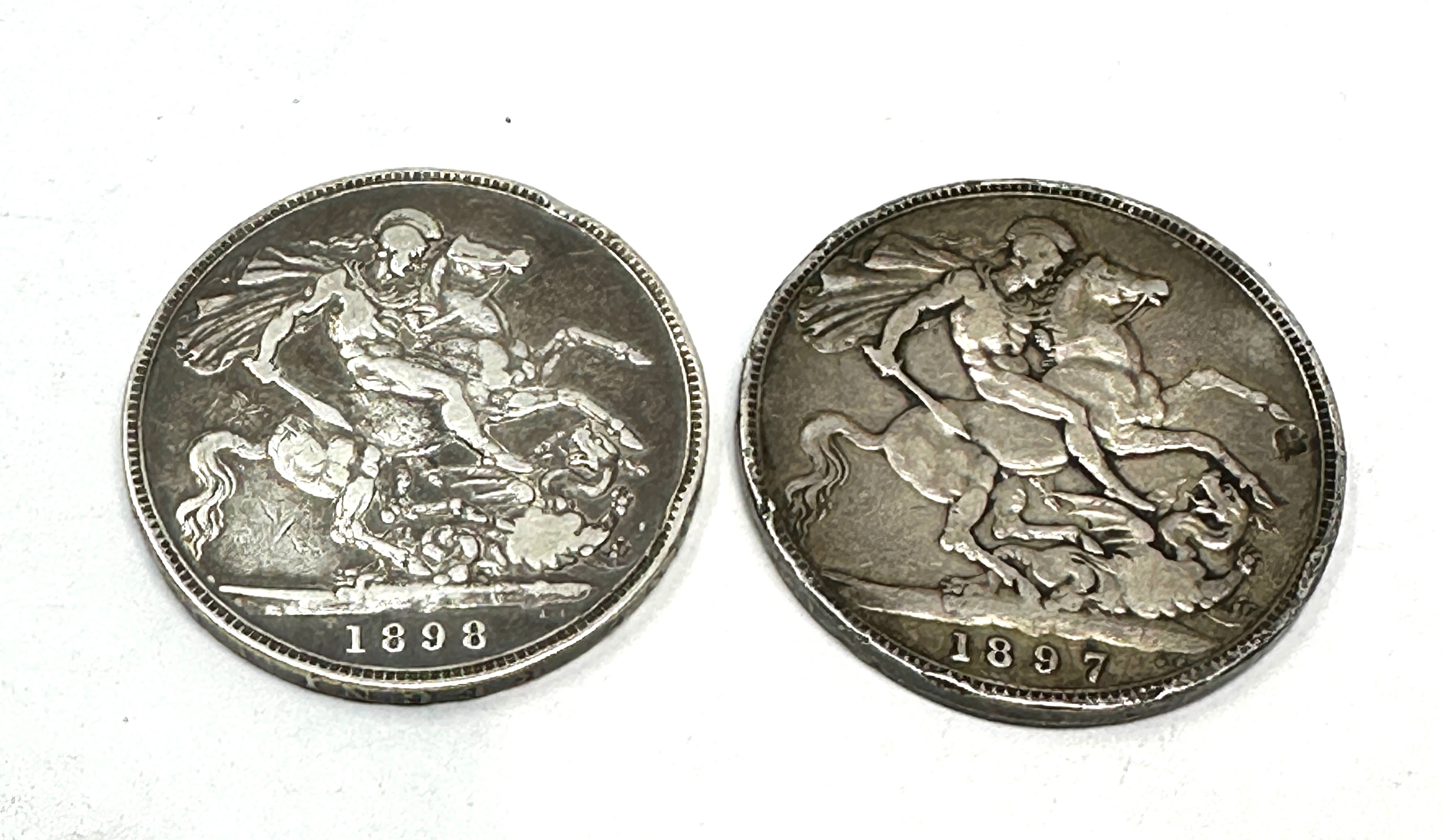 2 victorian silver crowns 1897 & 1898 - Image 2 of 4