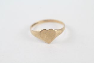 9ct gold vintage heart shaped signet ring (0.8g)