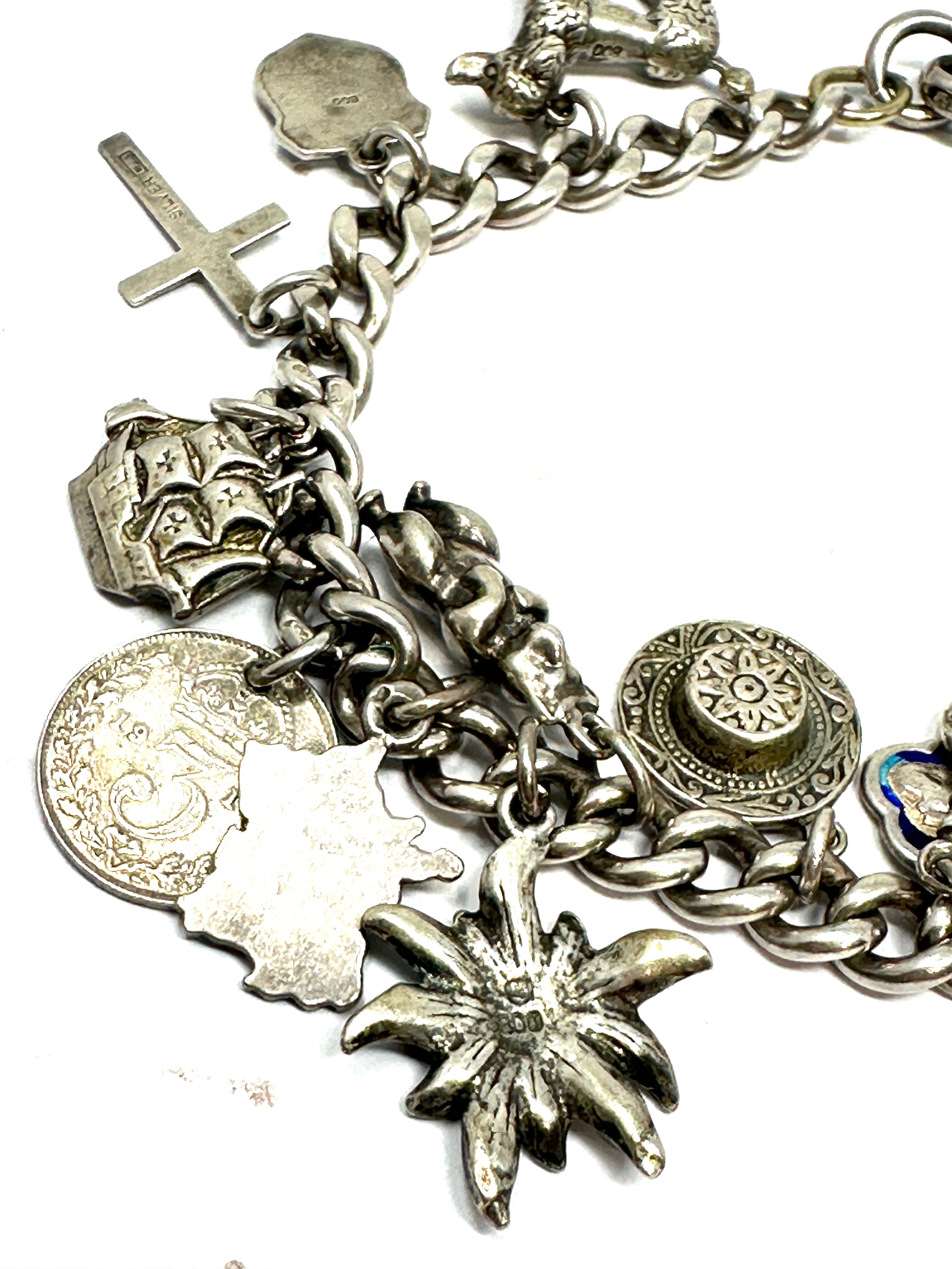 Vintage silver watch chain charm bracelet weight 50g - Image 2 of 4