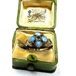 Antique 9ct gold opal ruby & emerald ring in antique bakelite ring box weight 1.6g