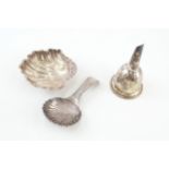 3 x .925 sterling salt dish, caddy spoon & funnel inc georgian