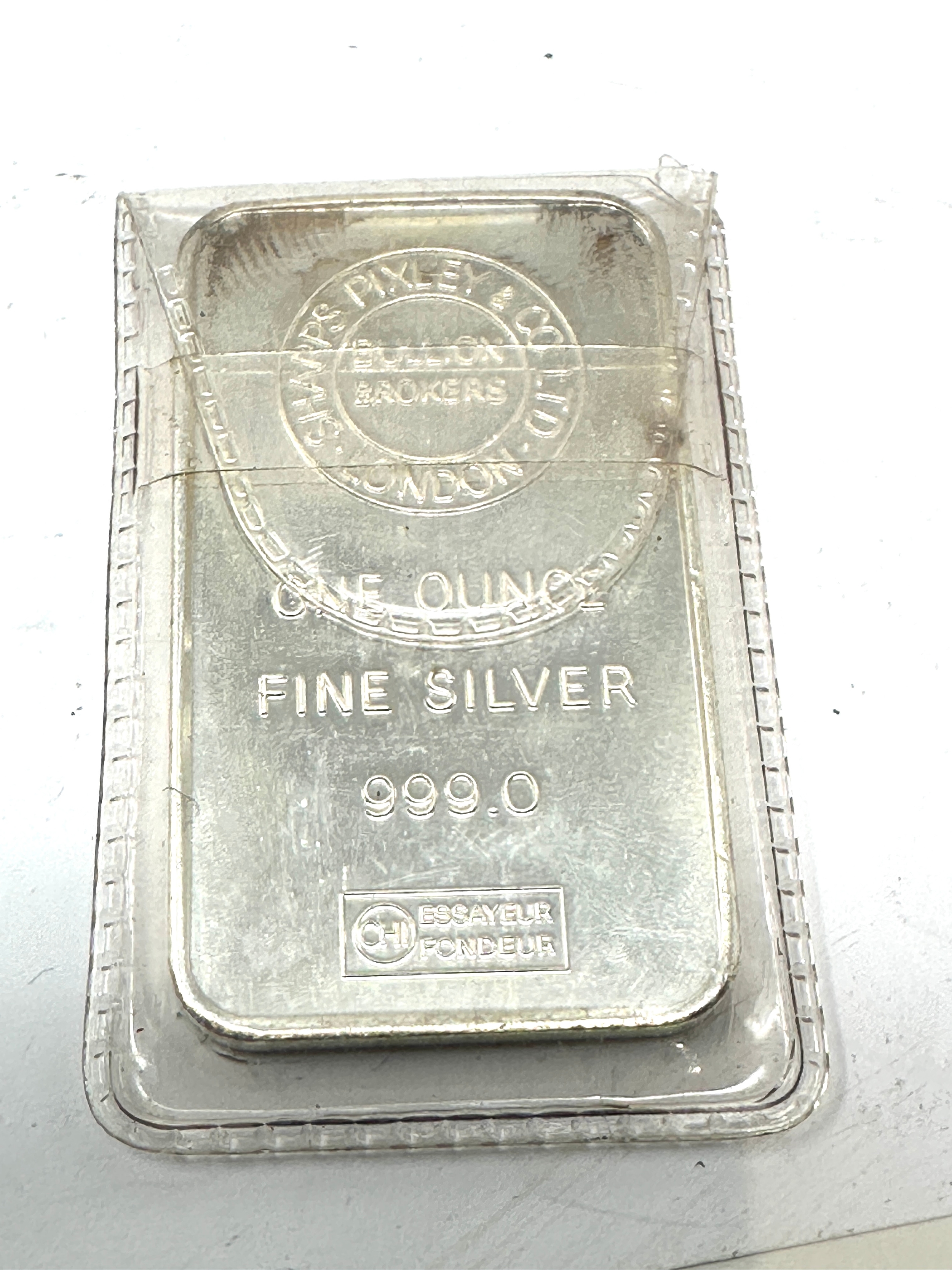 sharps pixley & Co one ounce fine 999.0 silver ingot bar