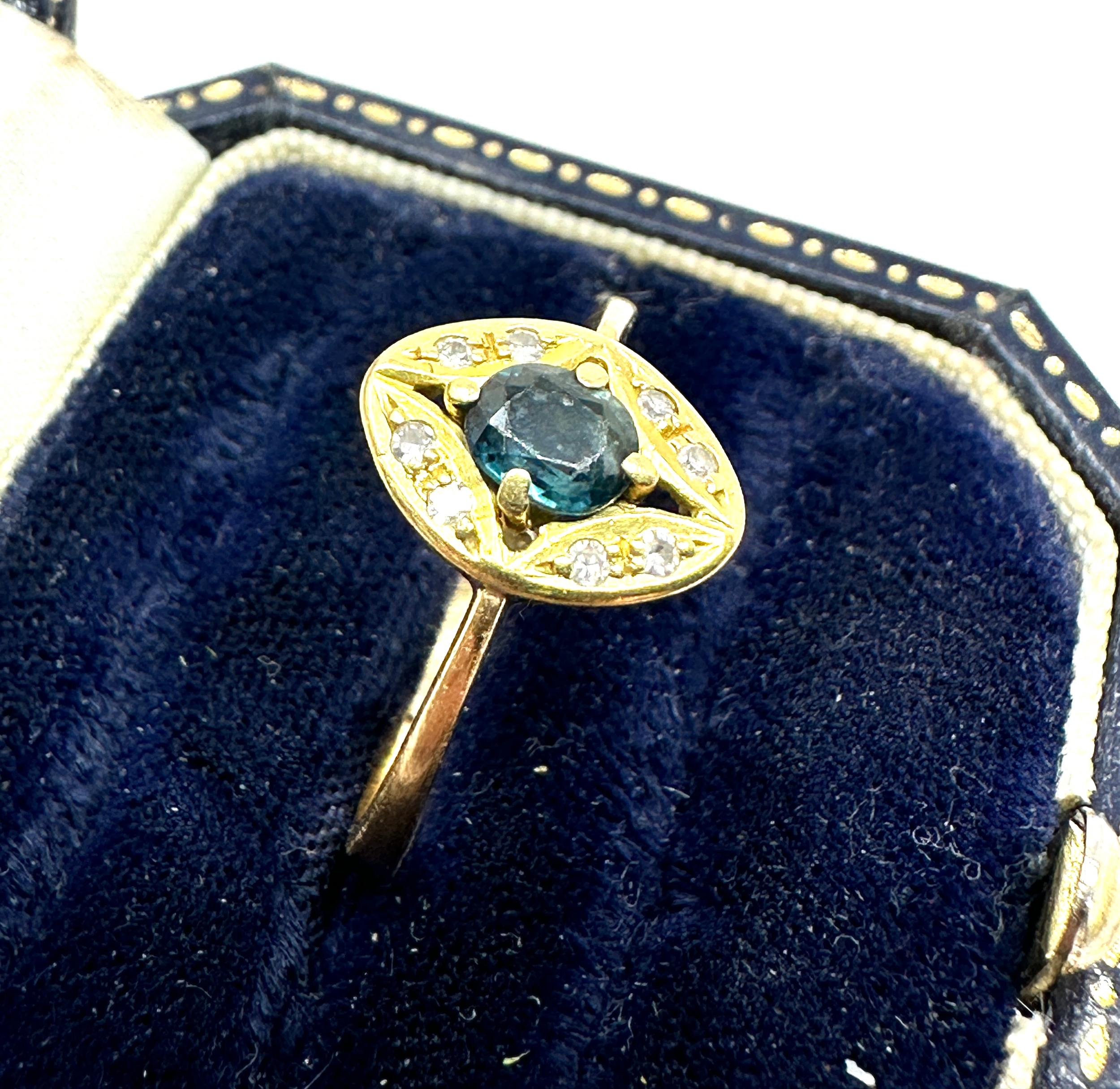 Vintage 18ct gold sapphire & diamond ring weight 2.5g xrt tested as 18ct gold - Image 2 of 4