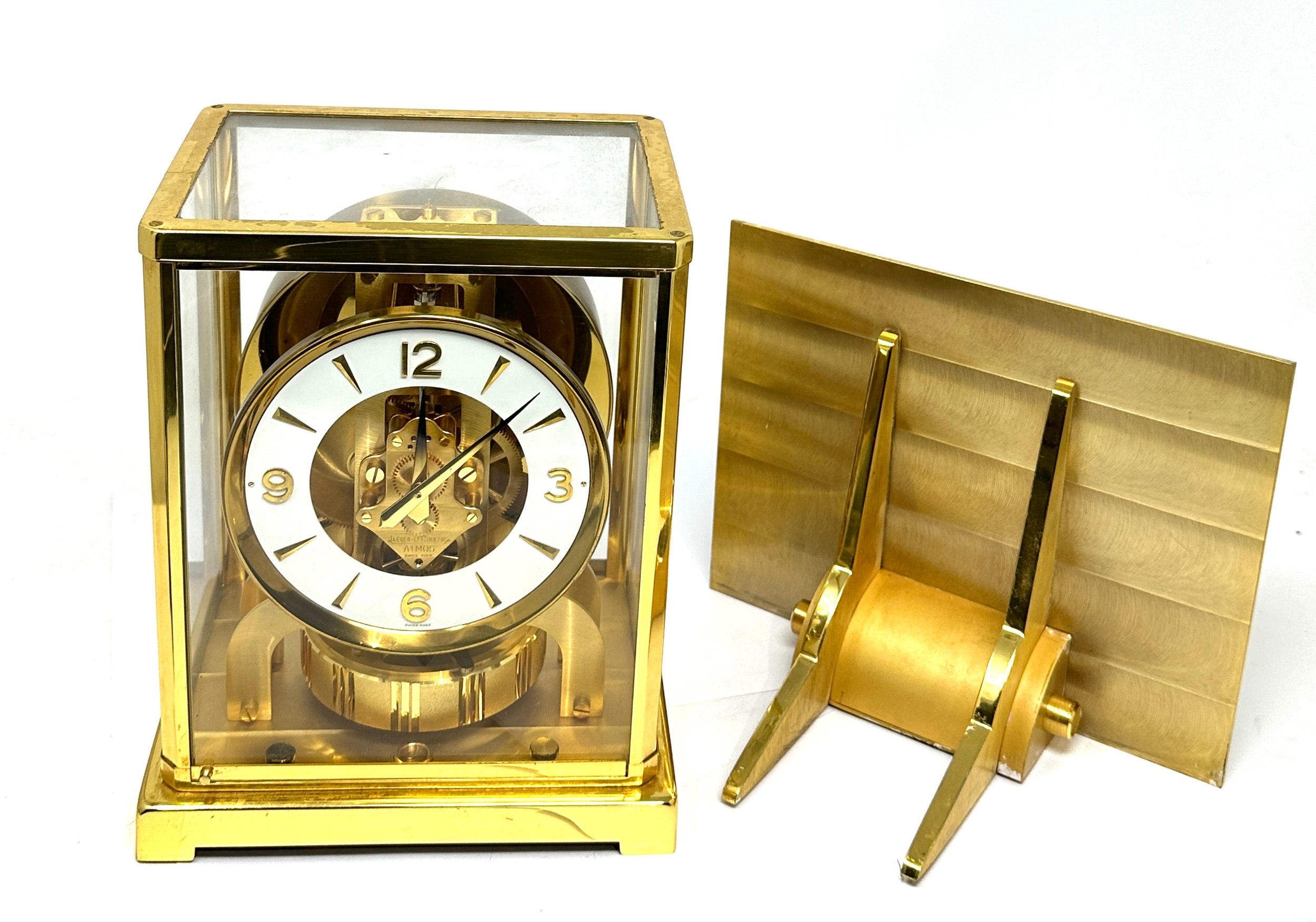 Jaeger lecoultre Atmos 435704 brass & glass mantel clock and shelf bracket measures approx height