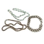 silver necrope twist chain stone set necklace & bracelet weight 30g