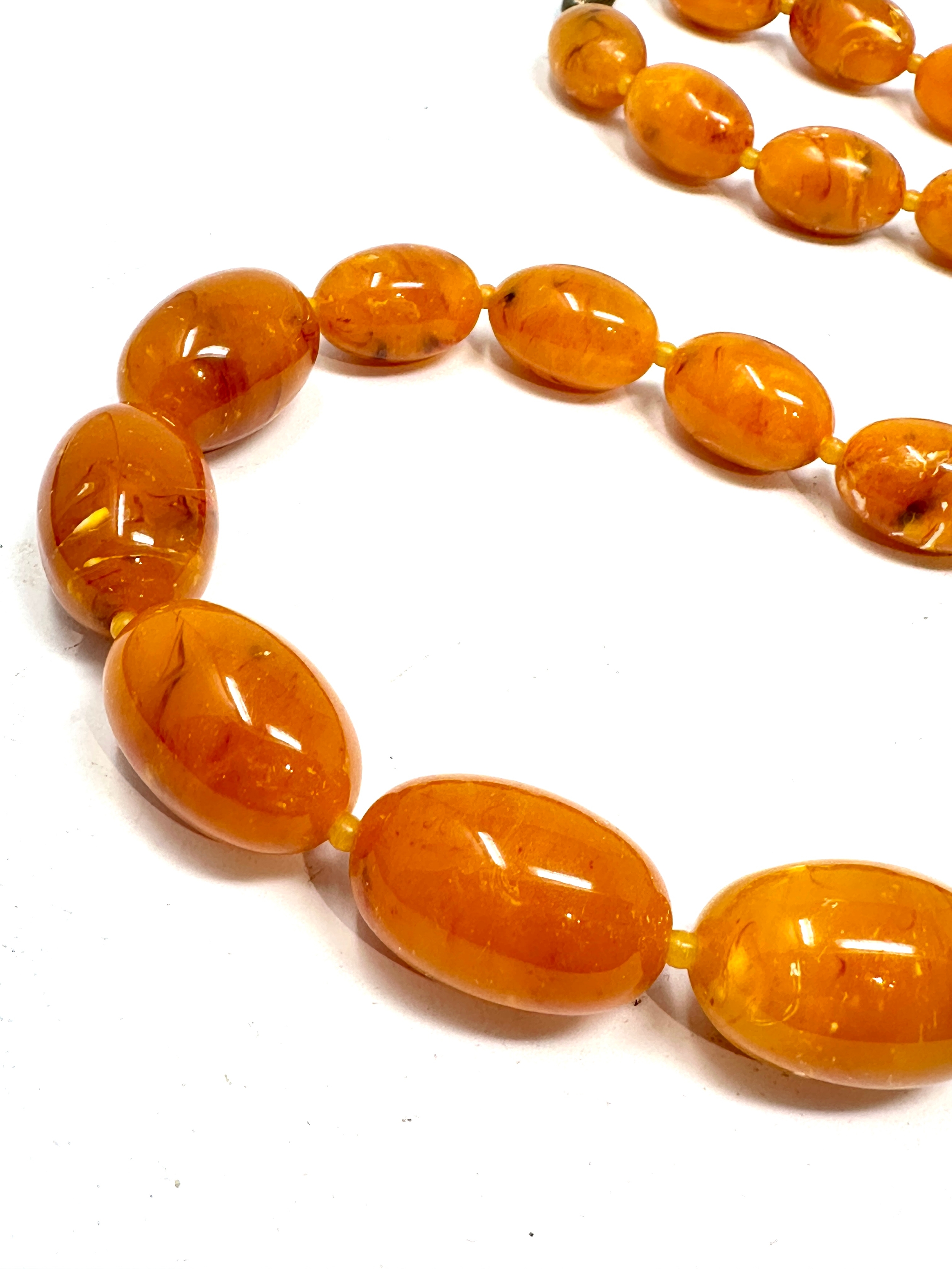 costume amber type bead necklace weight 153g - Image 2 of 3