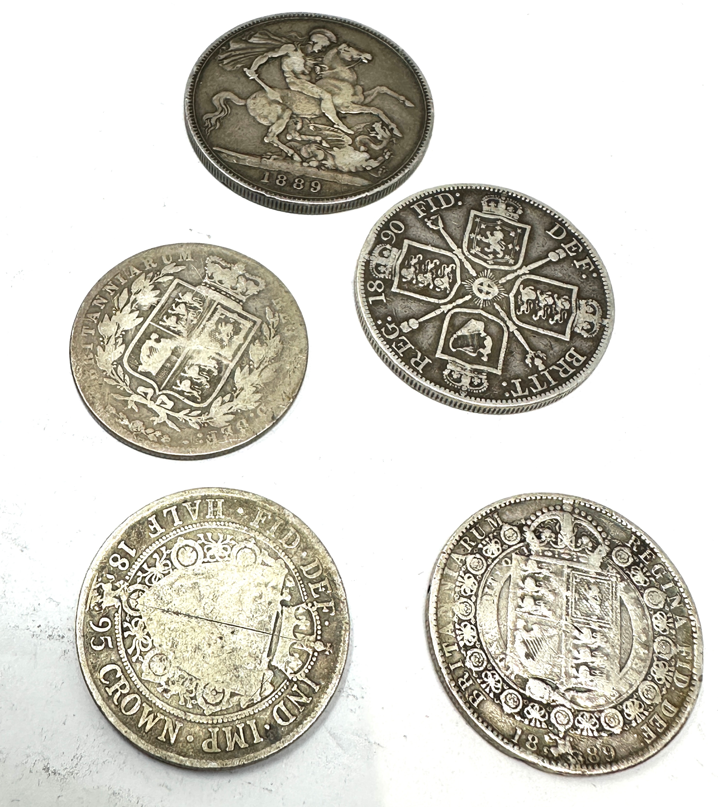 Victorian silver coins onc crown double florin and half crowns - Image 2 of 2