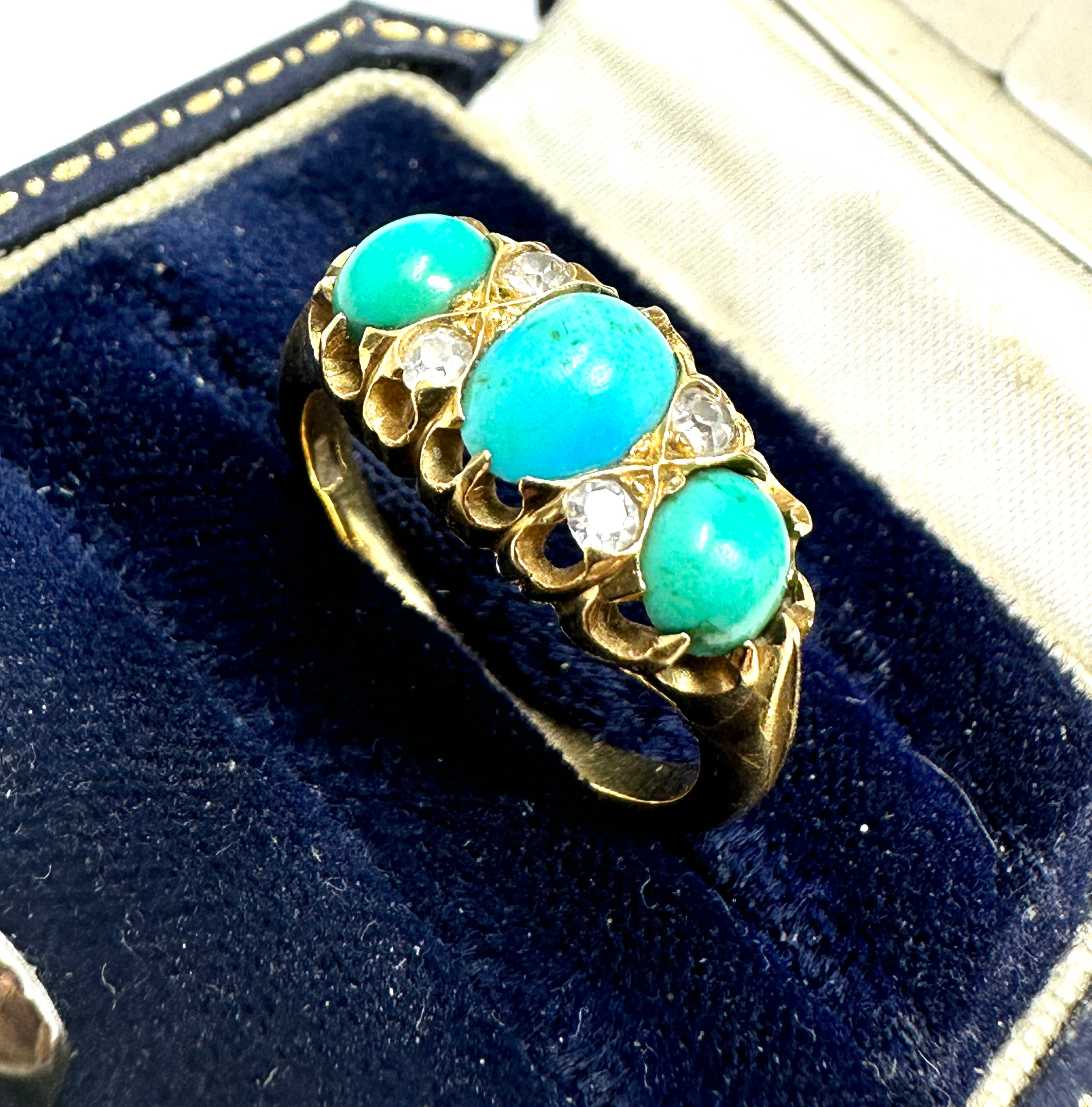 Antique 18ct turquoise & diamond ring weight 5.5g - Image 2 of 4