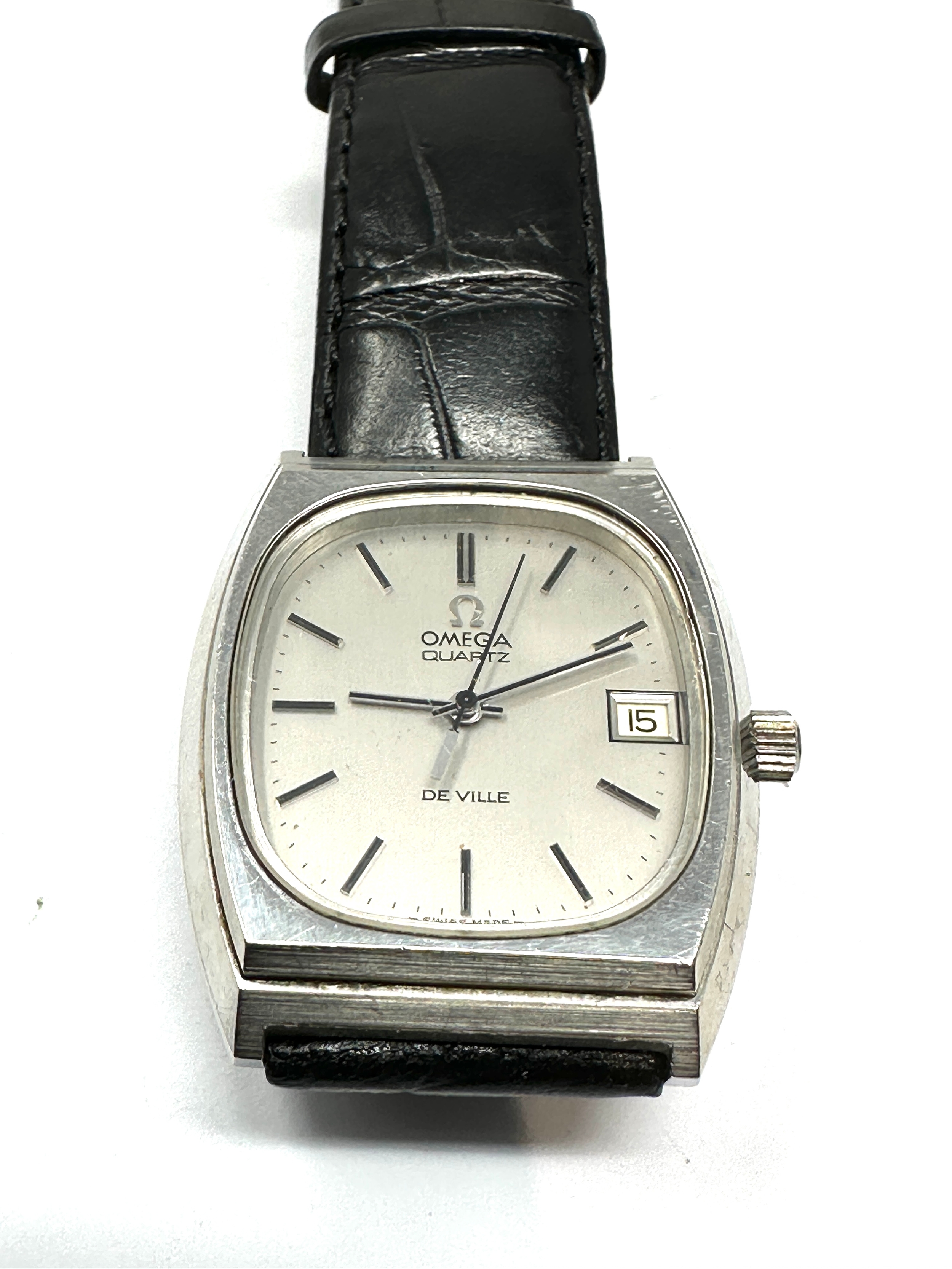 Vintage Gents Omega quartz Deville wrist watch the watch is not ticking possibly needs replacement