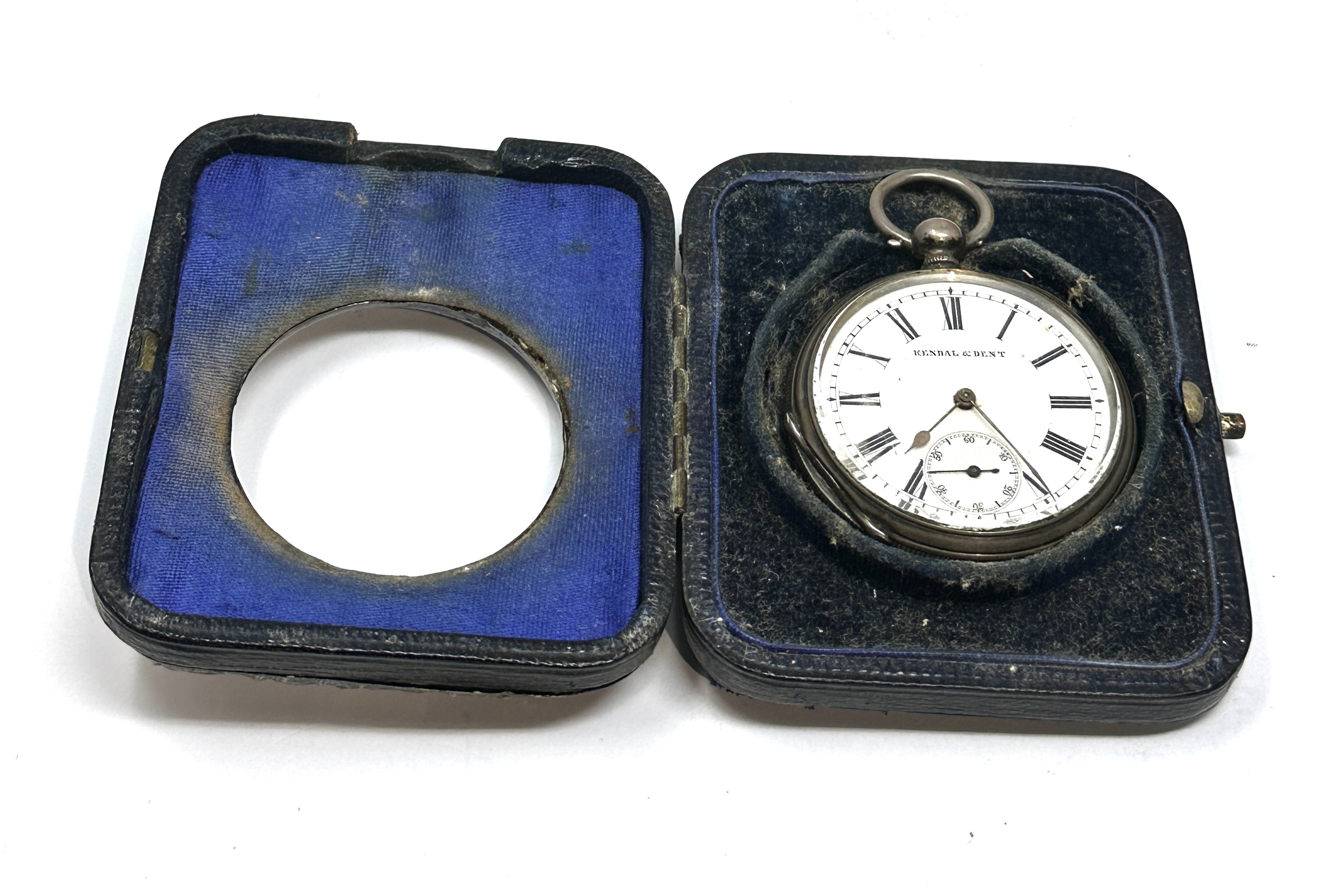 Antique silver travel case & open face pocket watch the watch is not ticking - Image 2 of 4