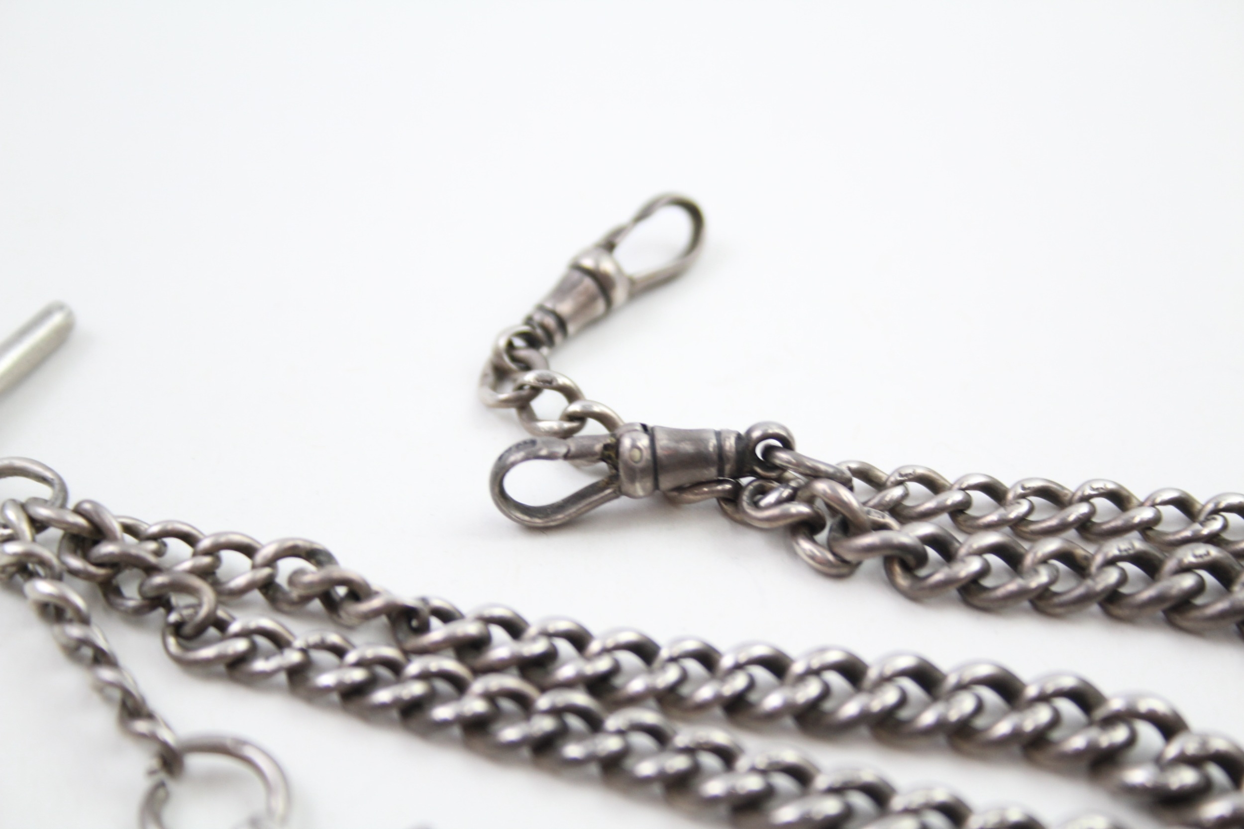 A silver double Albert watch chain and shield fob (47g) - Image 4 of 6