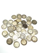 selection of pre 1920 silver three pence coins