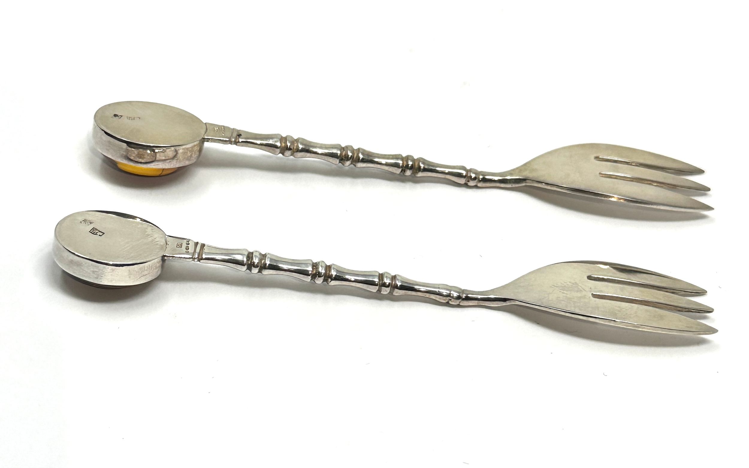 2 silver & amber pickle forks - Image 3 of 4