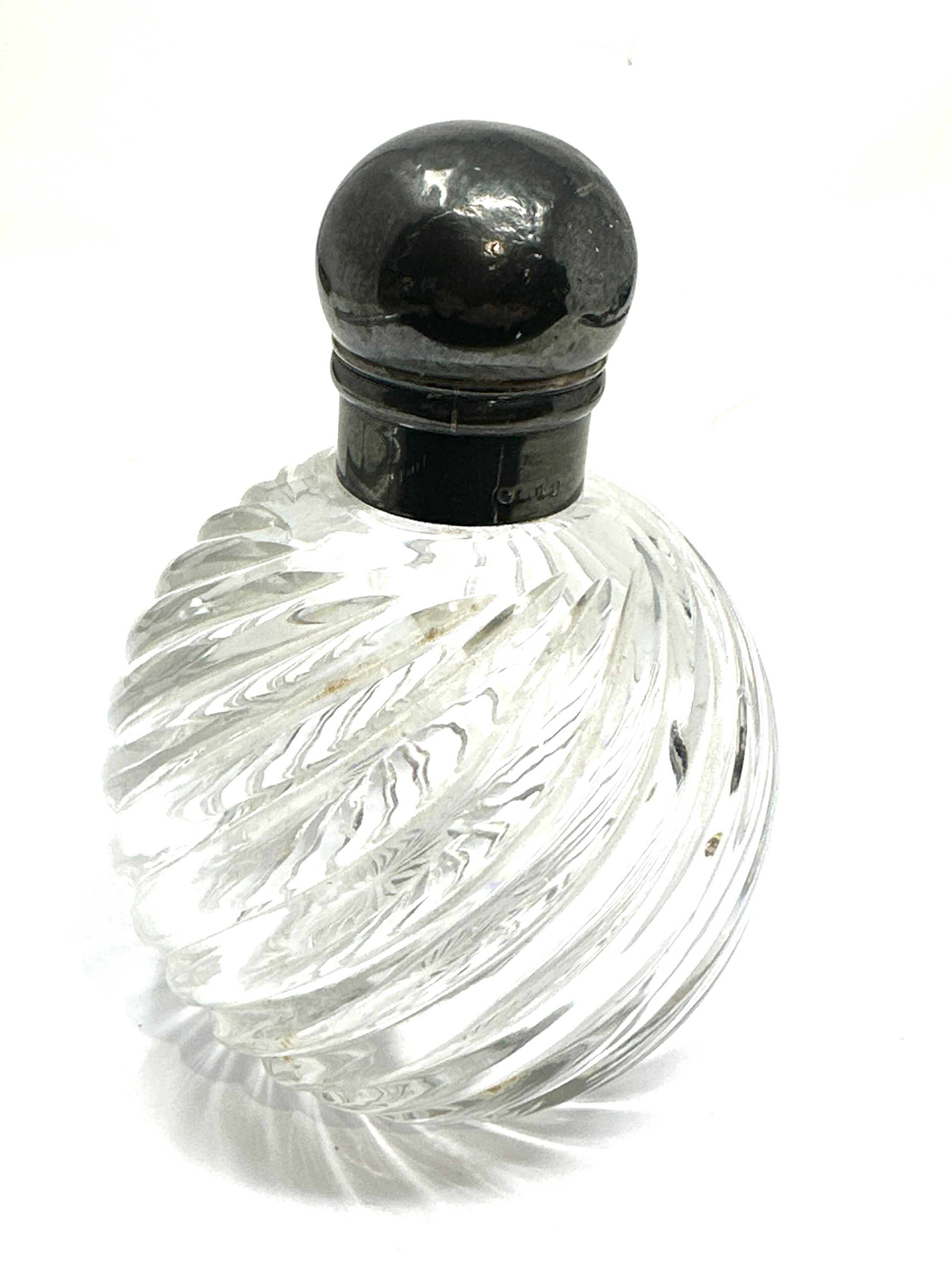 Victorian silver top scent bottle measures approx height 12cm by 8.5cm dia