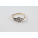 9ct gold & platinum vintage diamond dress ring (1.5g)