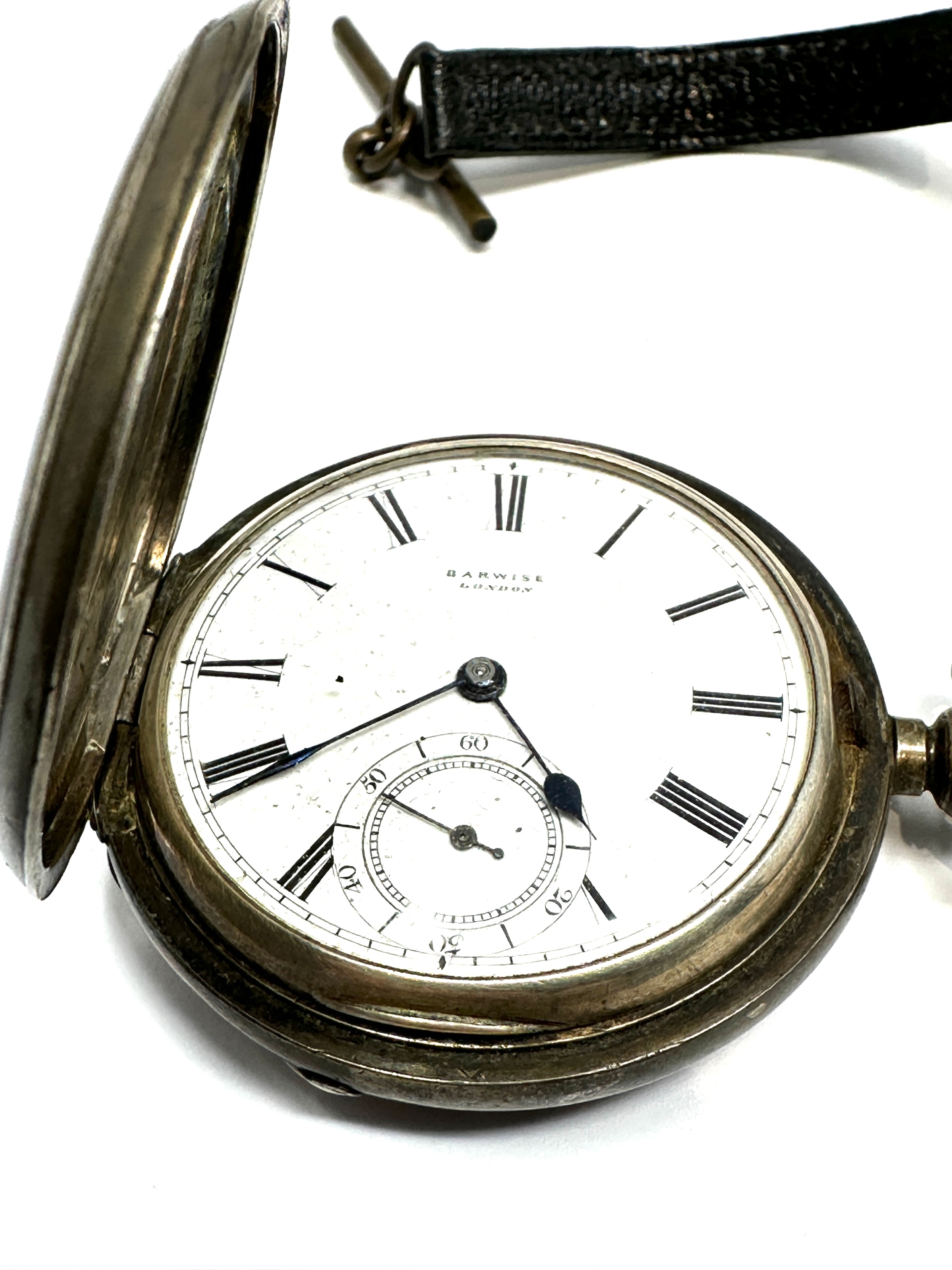 Antique fusee silver full hunter pocket watch barwise london the watch is not ticking - Image 2 of 4