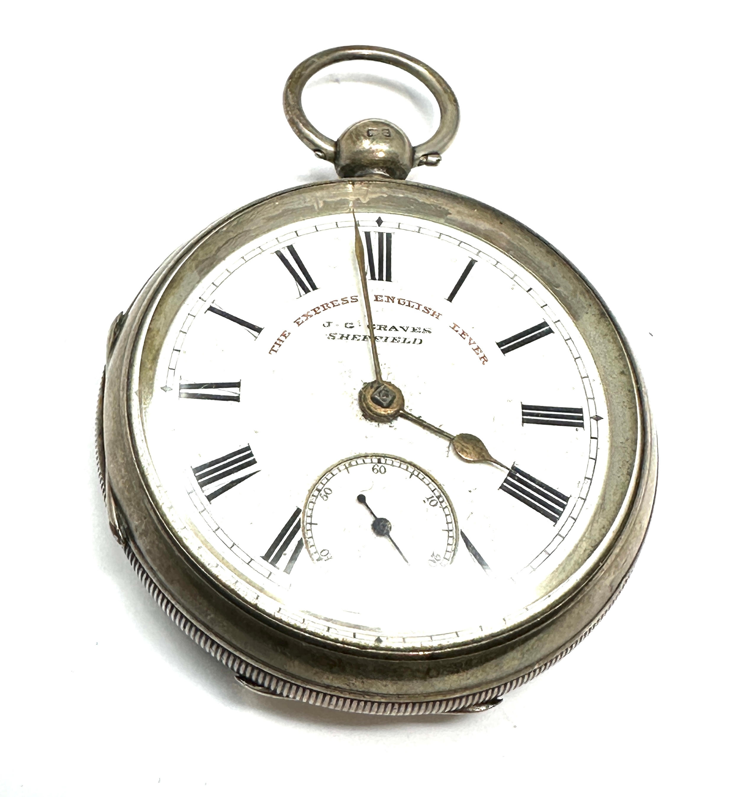 Antique silver open face pocket watch j.g graves sheffield the watch is not ticking