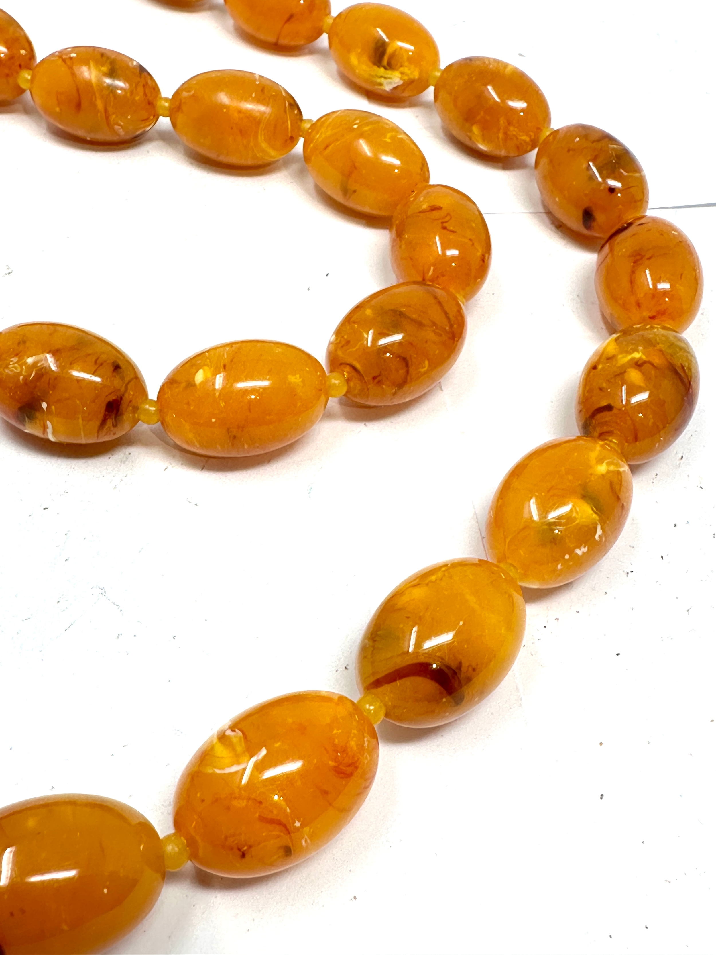costume amber type bead necklace weight 153g - Image 3 of 3