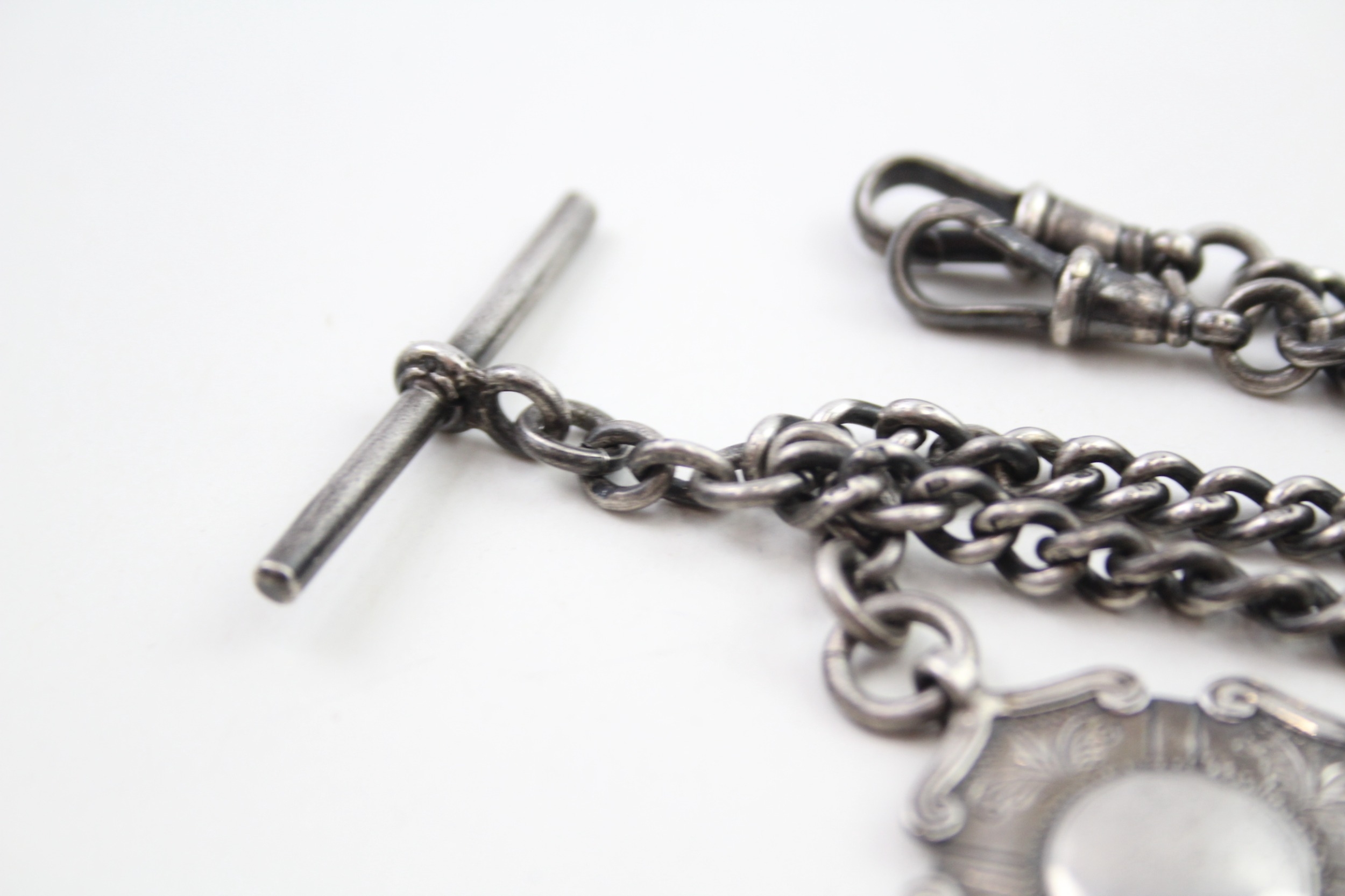 A silver double Albert watch chain (38g) - Image 3 of 6