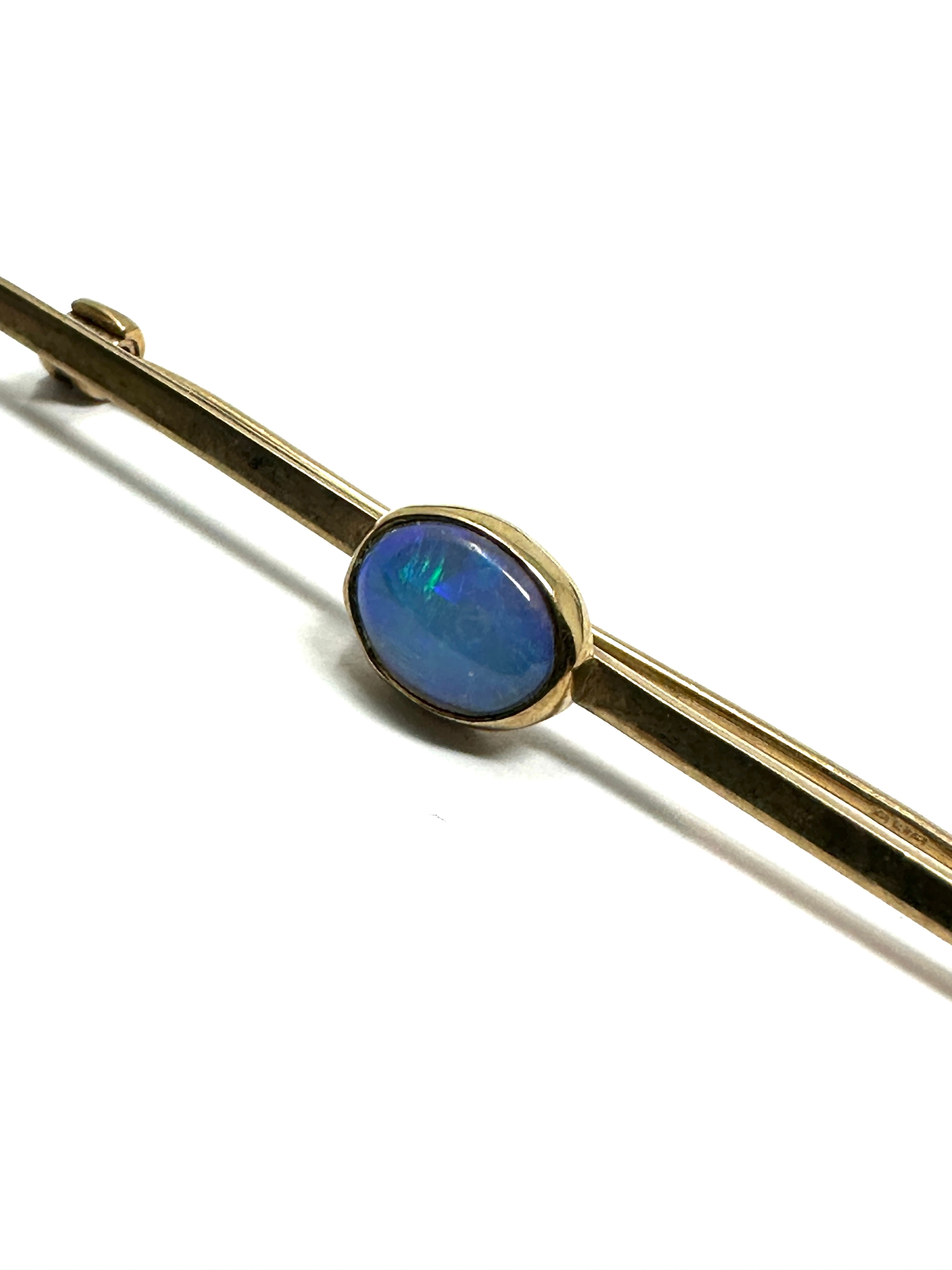 9ct gold opal brooch measures approx 5cm long weight 2.3g - Image 2 of 3
