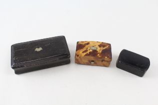 Antique Snuff Boxes Inc Tortoise Shell, Horn, Lacquer x 3