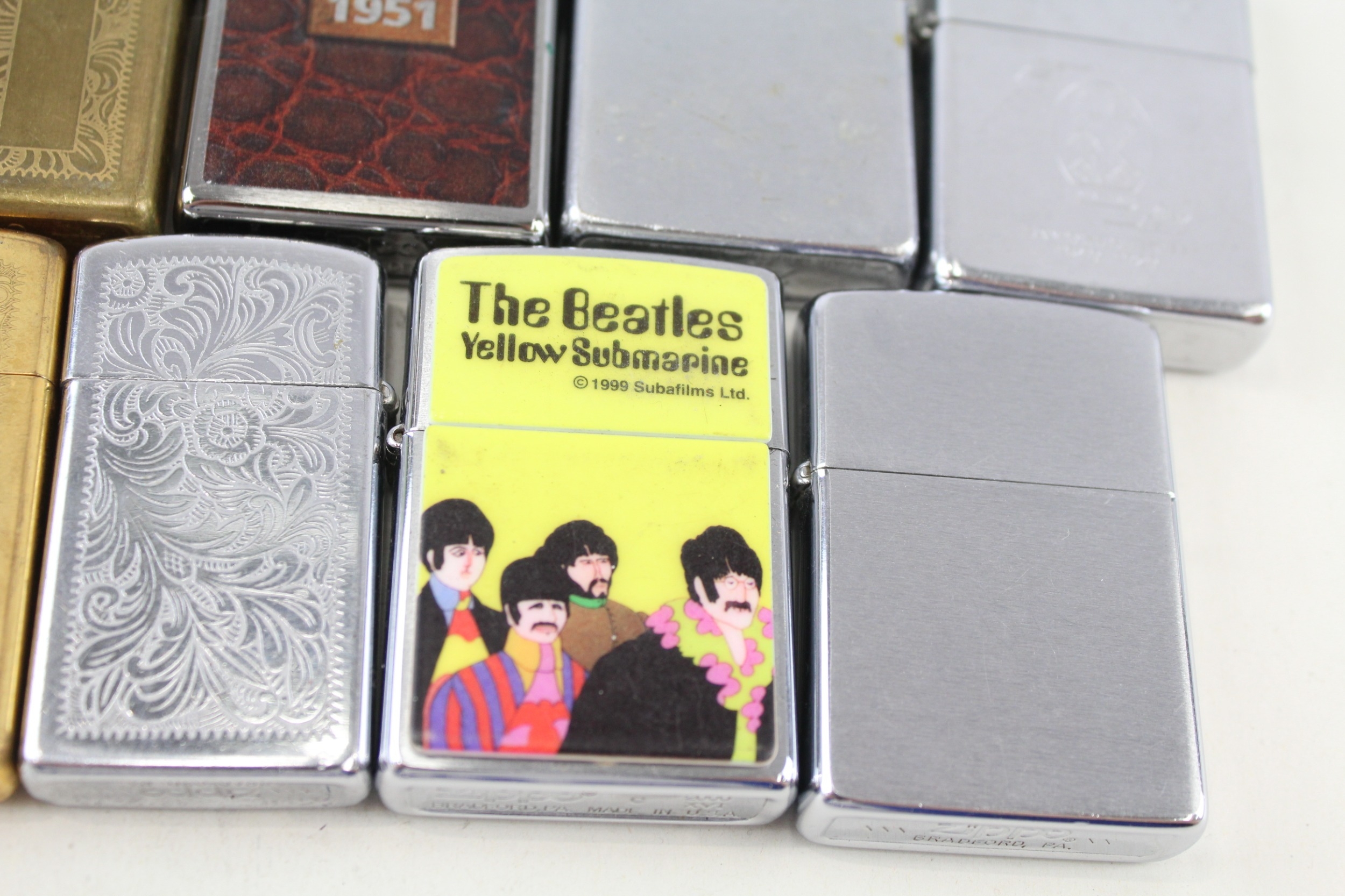 10 x Zippo Lighters Inc Brass Venetian Beatles Yellow Submarine Wild West Etc - Image 4 of 5