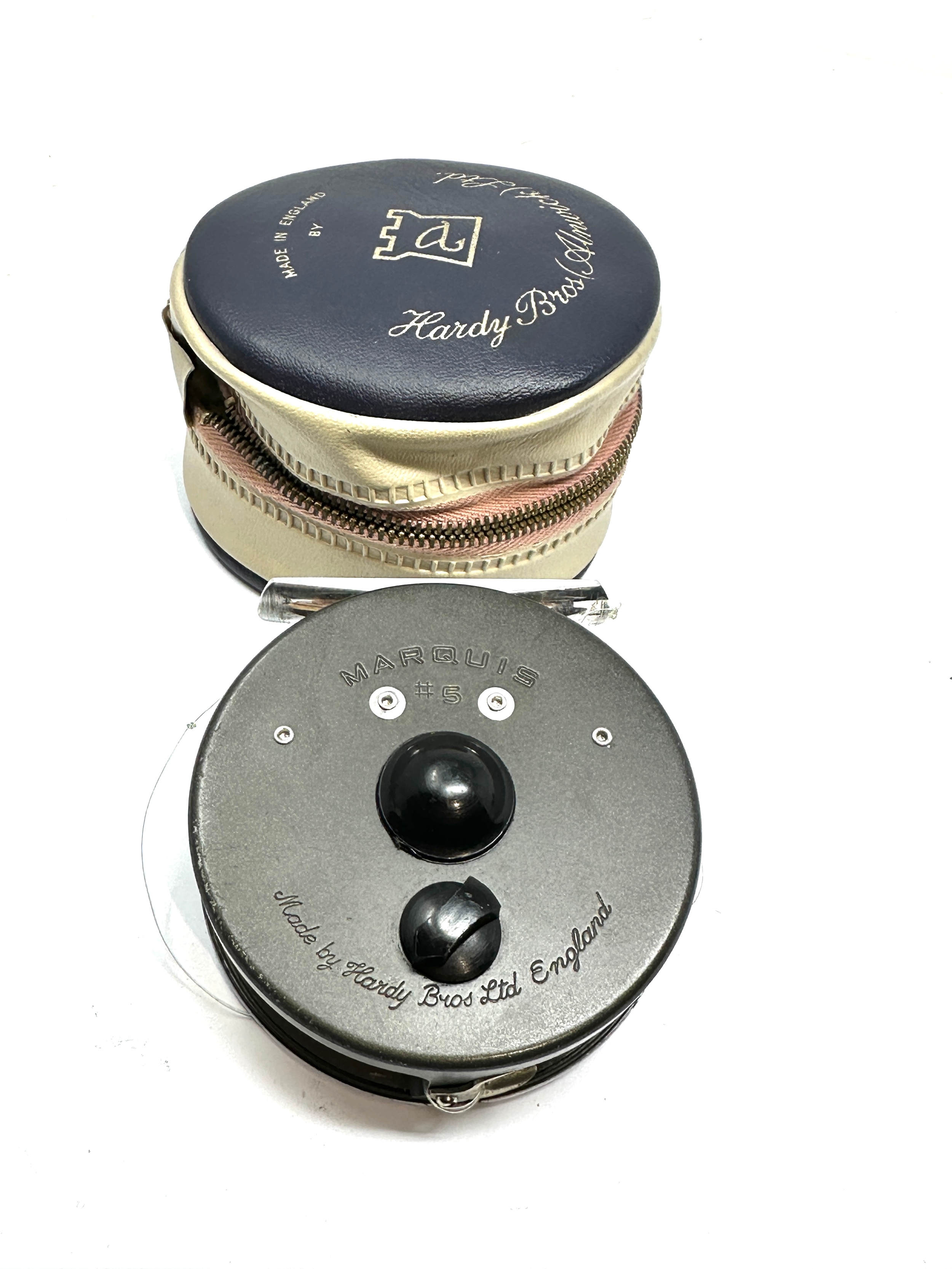 Vintage Hardy Marquis Number 5 Trout Fly Reel with hardy brothers Zipped Case - Image 2 of 4
