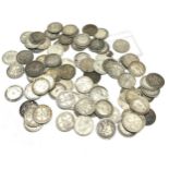 large selection of pre 1920 silver three pence coins