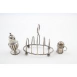 3 x .925 sterling toast rack & pepperettes